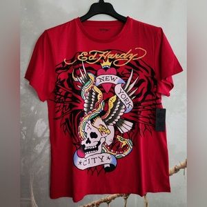 ED HARDY Cotton Blend Crew Neck Short Sleeve Graphic T Shirt
